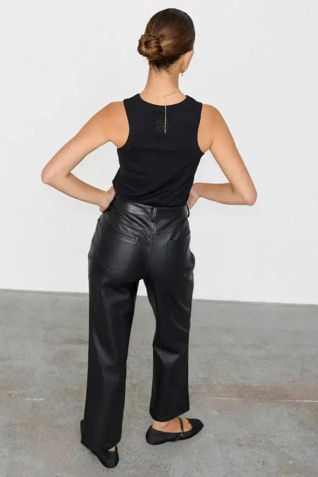 Never Fully Dressed Black Vegan Leather Trousers Petite Women Vegan Leather