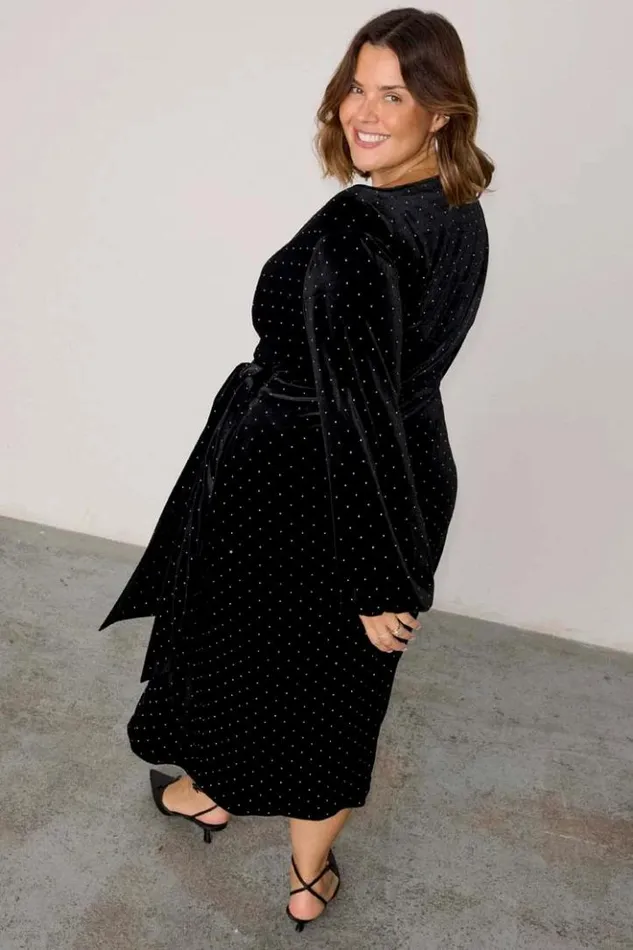 Never Fully Dressed Black Velvet Midi Vienna Dress Petite Women Petite