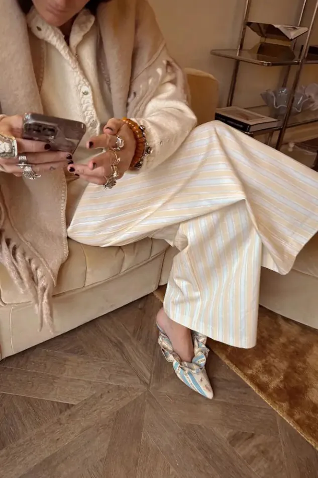 Never Fully Dressed Butter Yellow Stripe Suki Trousers Women Trousers and Shorts Never Fully Dressed Butter Yellow Stripe Suki Trousers Women Trousers and Shorts