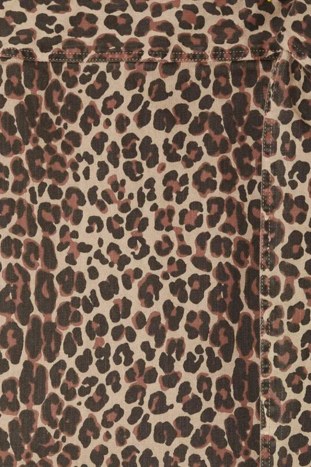 Never Fully Dressed Leopard Lucia Mini Denim Jaspre Skirt Women Skirts