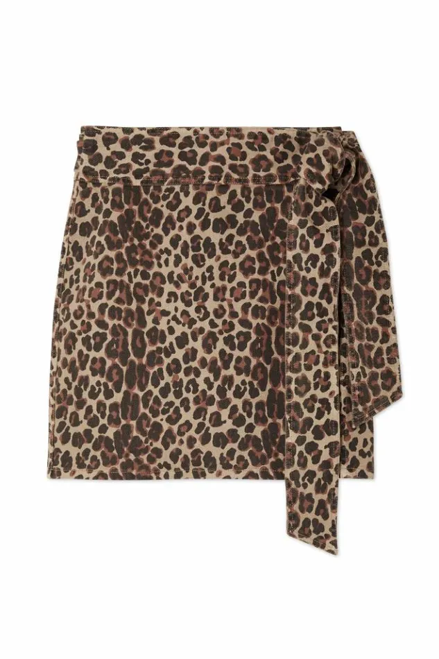Never Fully Dressed Leopard Lucia Mini Denim Jaspre Skirt Women Skirts