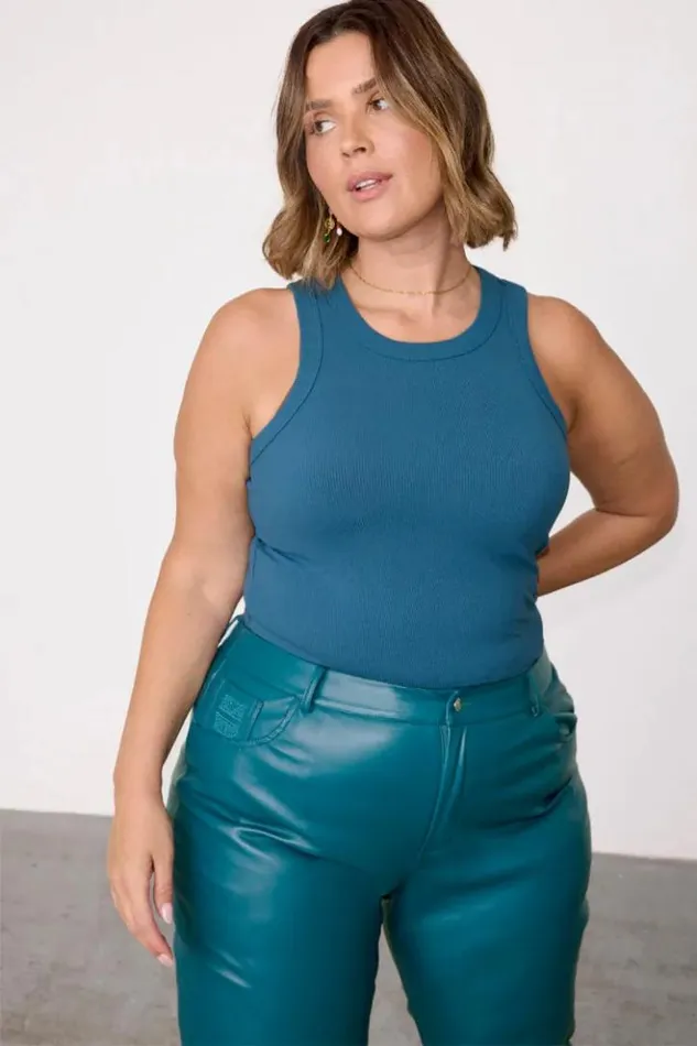 Never Fully Dressed Teal Rib Tank Top Women Tops and TShirts