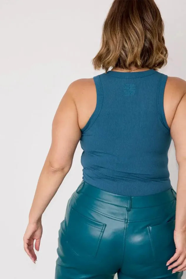 Never Fully Dressed Teal Rib Tank Top Women Tops and TShirts