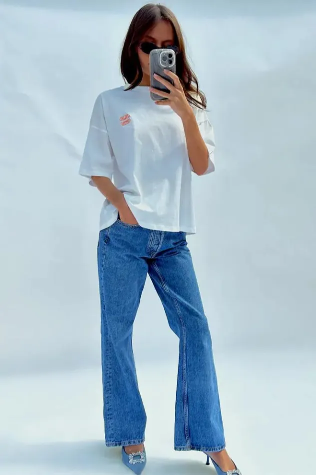 Never Fully Dressed White Logo Tshirt Women Tops and TShirts