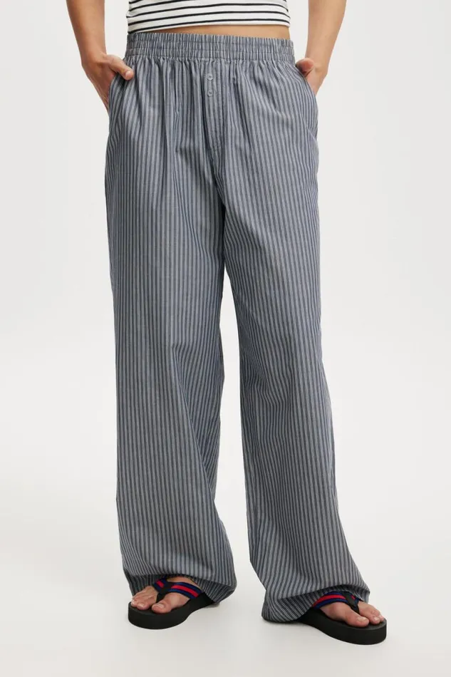 Noah Pant Kylie Stripe Blue Slate Women Cotton On Pants