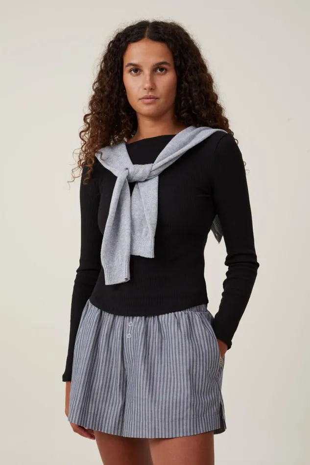 Noah Short Kylie Stripe Blue Slate Women Cotton On Shorts