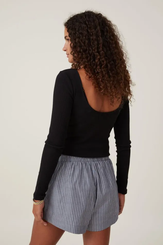 Noah Short Kylie Stripe Blue Slate Women Cotton On Shorts