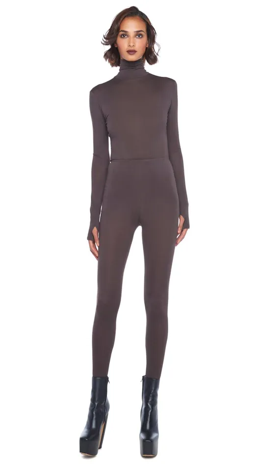 Norma Kamali Bottoms LEGGING W FOOTIE WO WAISTBAND Chocolate 8211 Clothing