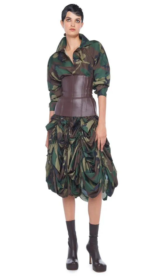 Norma Kamali Bottoms PARACHUTE HALF FULL SKIRT Camo 8211 Clothing