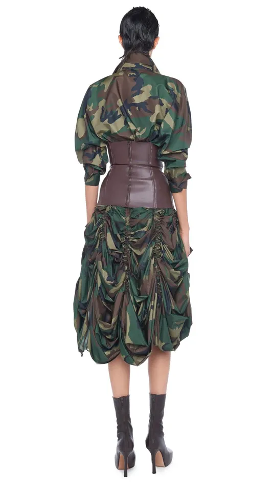 Norma Kamali Bottoms PARACHUTE HALF FULL SKIRT Camo 8211 Clothing