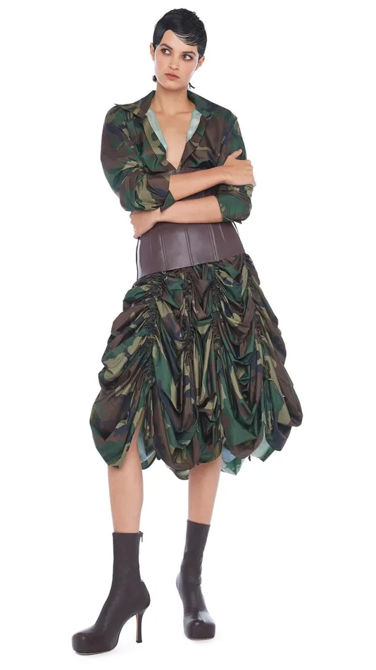 Norma Kamali Bottoms PARACHUTE HALF FULL SKIRT Camo 8211 Clothing