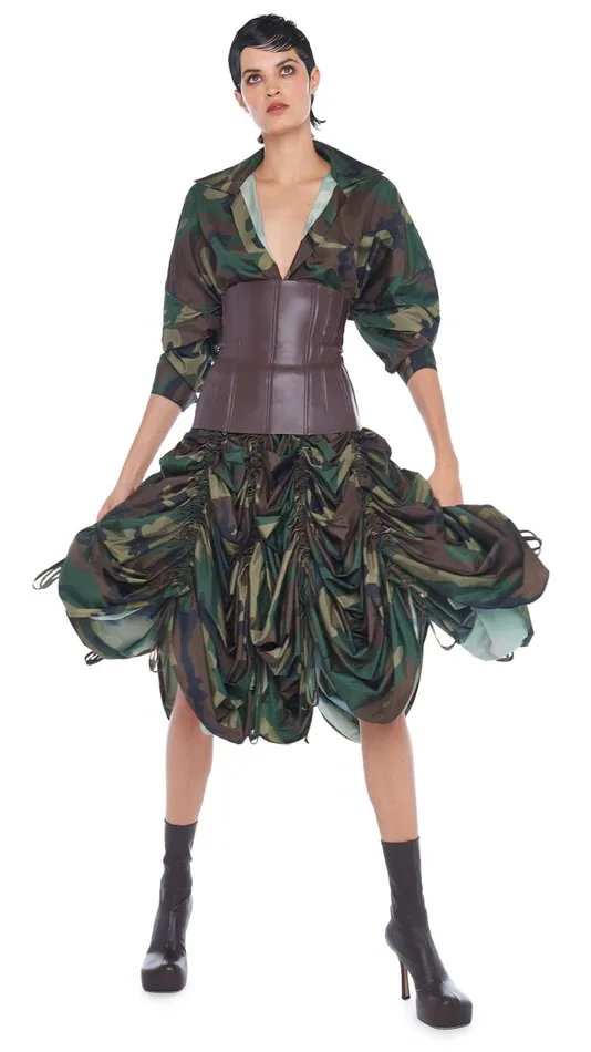Norma Kamali Bottoms PARACHUTE HALF FULL SKIRT Camo 8211 Clothing