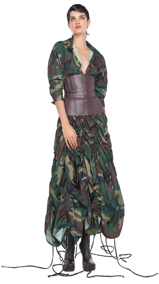 Norma Kamali Bottoms PARACHUTE HALF FULL SKIRT Camo 8211 Clothing
