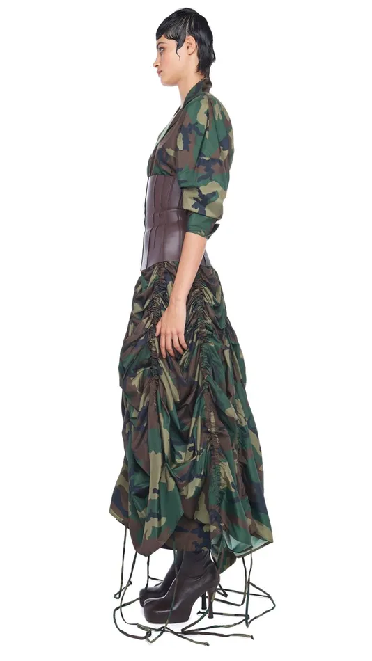 Norma Kamali Bottoms PARACHUTE HALF FULL SKIRT Camo 8211 Clothing