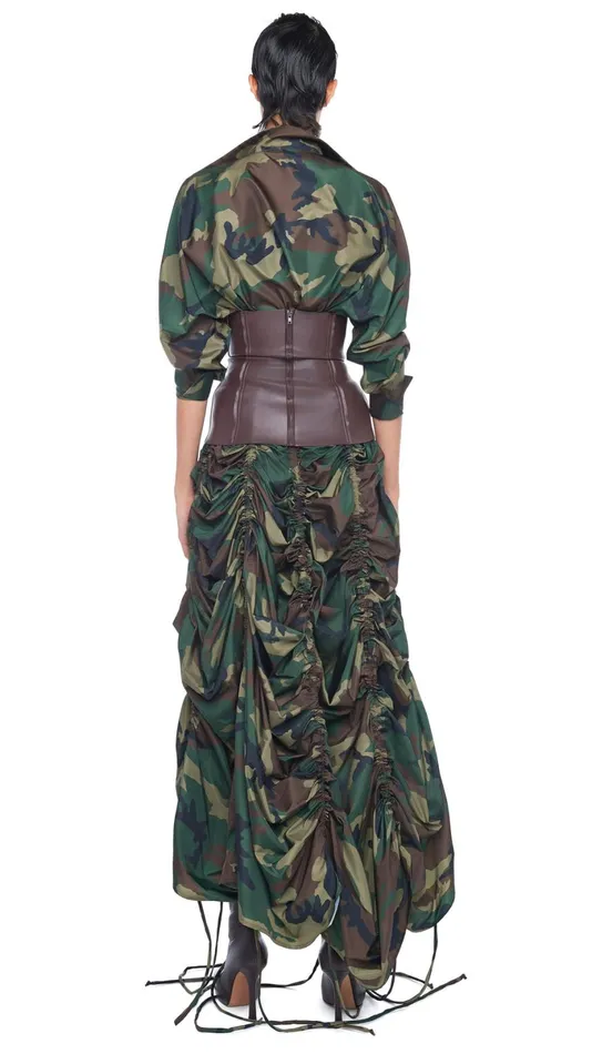 Norma Kamali Bottoms PARACHUTE HALF FULL SKIRT Camo 8211 Clothing