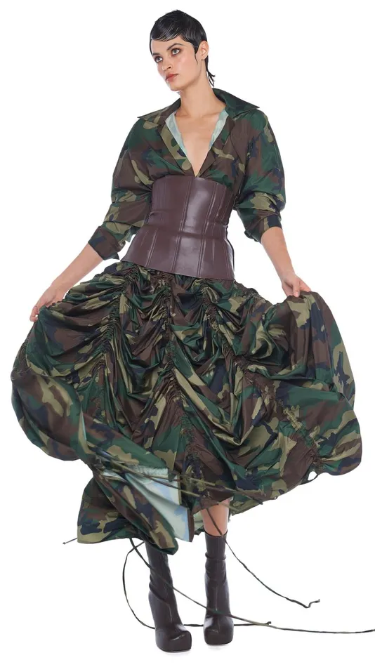 Norma Kamali Bottoms PARACHUTE HALF FULL SKIRT Camo 8211 Clothing