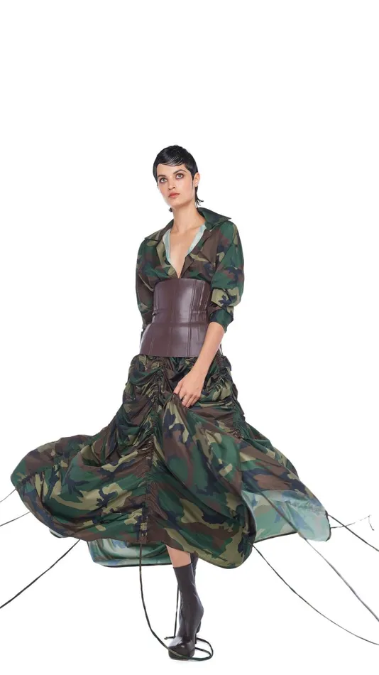 Norma Kamali Bottoms PARACHUTE HALF FULL SKIRT Camo 8211 Clothing