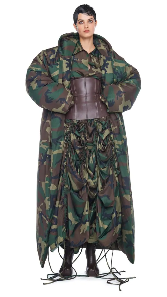 Norma Kamali Bottoms PARACHUTE HALF FULL SKIRT Camo 8211 Clothing