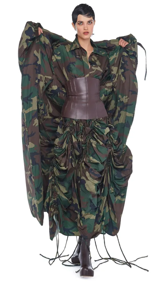 Norma Kamali Bottoms PARACHUTE HALF FULL SKIRT Camo 8211 Clothing