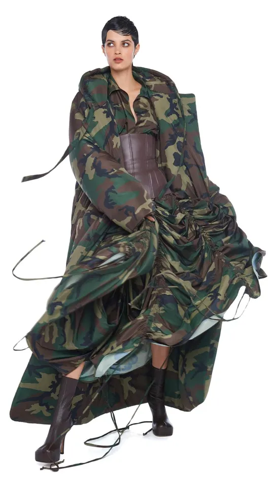 Norma Kamali Bottoms PARACHUTE HALF FULL SKIRT Camo 8211 Clothing
