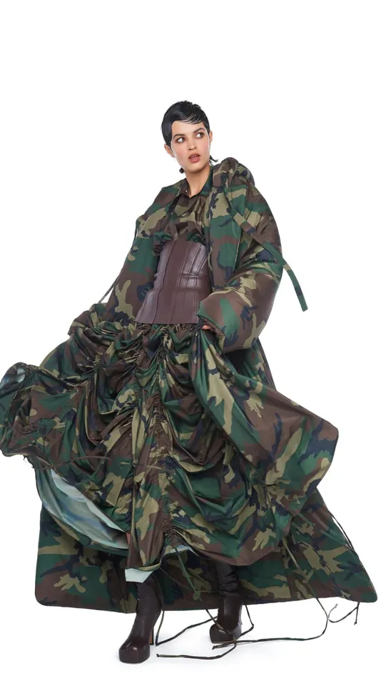 Norma Kamali Bottoms PARACHUTE HALF FULL SKIRT Camo 8211 Clothing