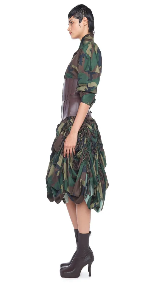 Norma Kamali Bottoms PARACHUTE HALF FULL SKIRT Camo 8211 Clothing