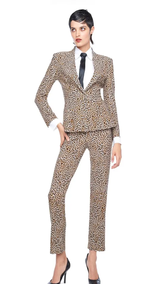 Norma Kamali Bottoms PENCIL PANT Bb Leopard 8211 Clothing