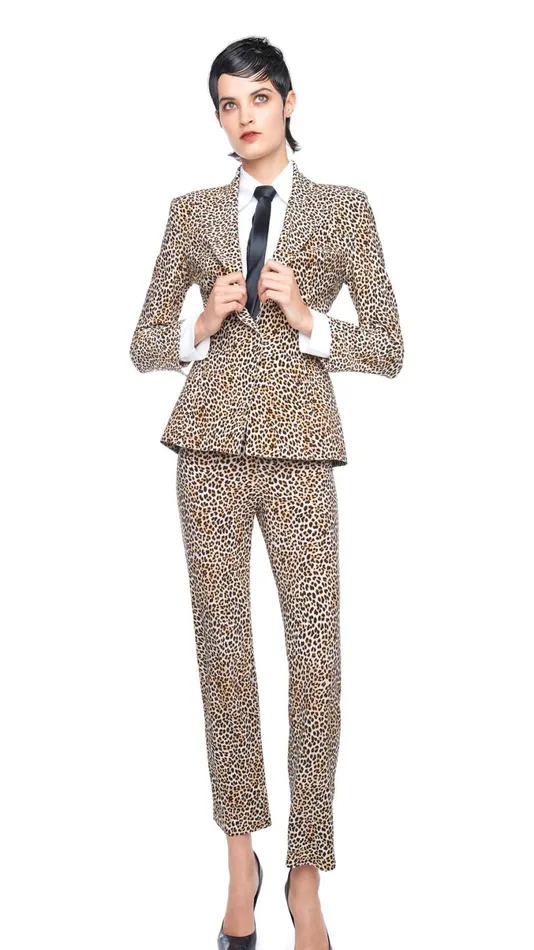 Norma Kamali Bottoms PENCIL PANT Bb Leopard 8211 Clothing