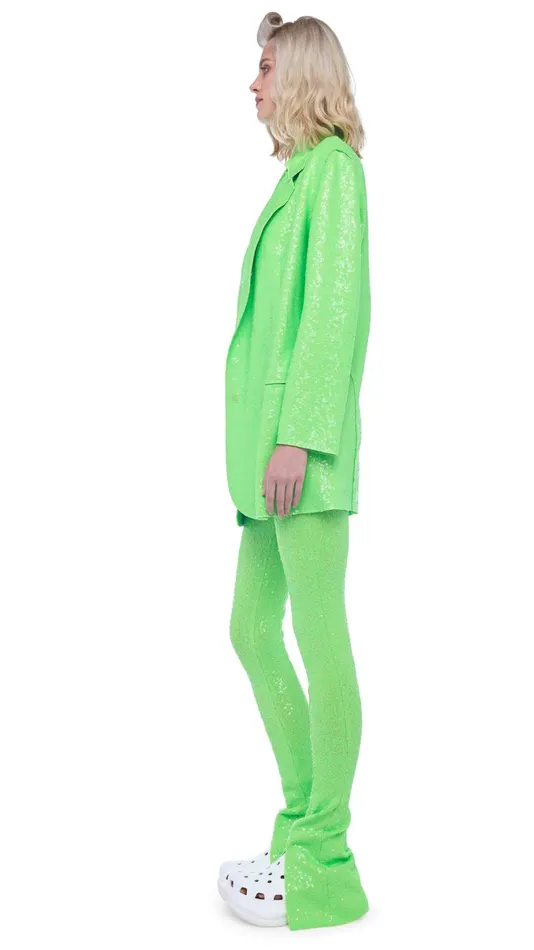 Norma Kamali Bottoms SEQUIN SPAT LEGGING Neon Green 8211 Clothing