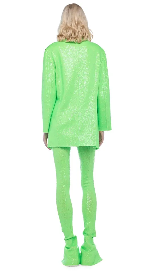Norma Kamali Bottoms SEQUIN SPAT LEGGING Neon Green 8211 Clothing