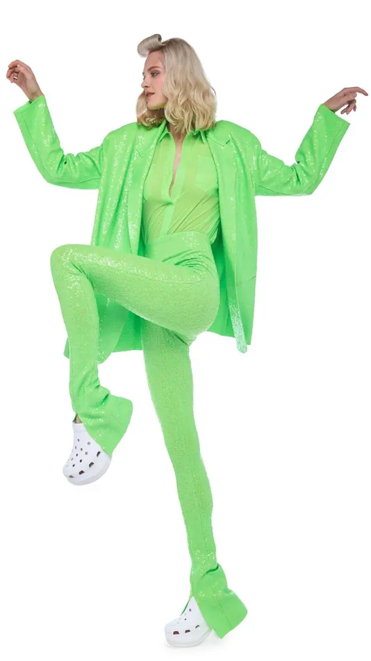 Norma Kamali Bottoms SEQUIN SPAT LEGGING Neon Green 8211 Clothing