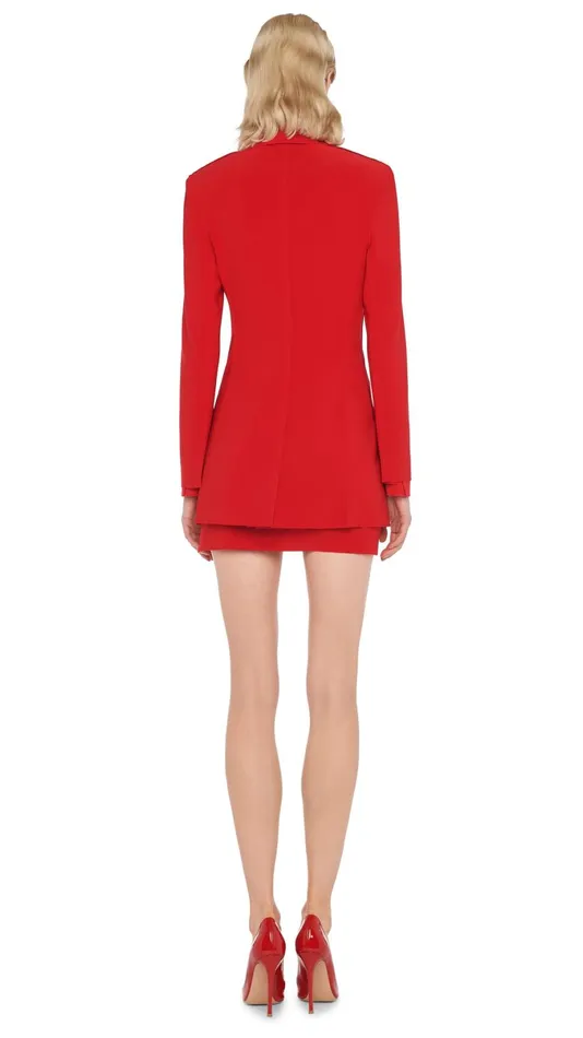 Norma Kamali Bottoms SIDE SLIT MINI SKIRT Tiger Red 8211 Clothing