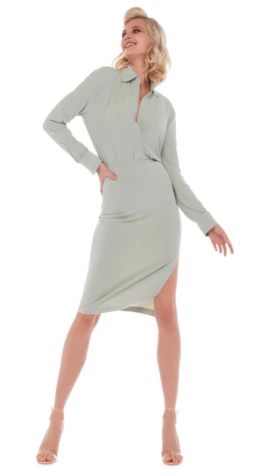 Norma Kamali Bottoms SIDE SLIT SKIRT COVER THE KNEE Dried Sage 8211 Clothing Norma Kamali Bottoms SIDE SLIT SKIRT COVER THE KNEE Dried Sage 8211 Clothing