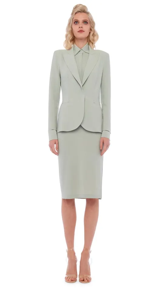 Norma Kamali Bottoms SIDE SLIT SKIRT COVER THE KNEE Dried Sage 8211 Clothing Norma Kamali Bottoms SIDE SLIT SKIRT COVER THE KNEE Dried Sage 8211 Clothing