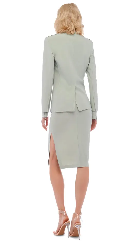 Norma Kamali Bottoms SIDE SLIT SKIRT COVER THE KNEE Dried Sage 8211 Clothing Norma Kamali Bottoms SIDE SLIT SKIRT COVER THE KNEE Dried Sage 8211 Clothing