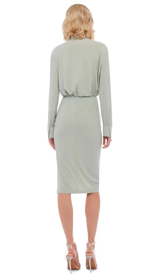 Norma Kamali Bottoms SIDE SLIT SKIRT COVER THE KNEE Dried Sage 8211 Clothing Norma Kamali Bottoms SIDE SLIT SKIRT COVER THE KNEE Dried Sage 8211 Clothing