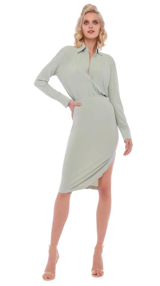 Norma Kamali Bottoms SIDE SLIT SKIRT COVER THE KNEE Dried Sage 8211 Clothing Norma Kamali Bottoms SIDE SLIT SKIRT COVER THE KNEE Dried Sage 8211 Clothing