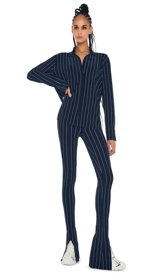 Norma Kamali Bottoms SPAT LEGGING True Navy Pinstripe 8211 Clothing