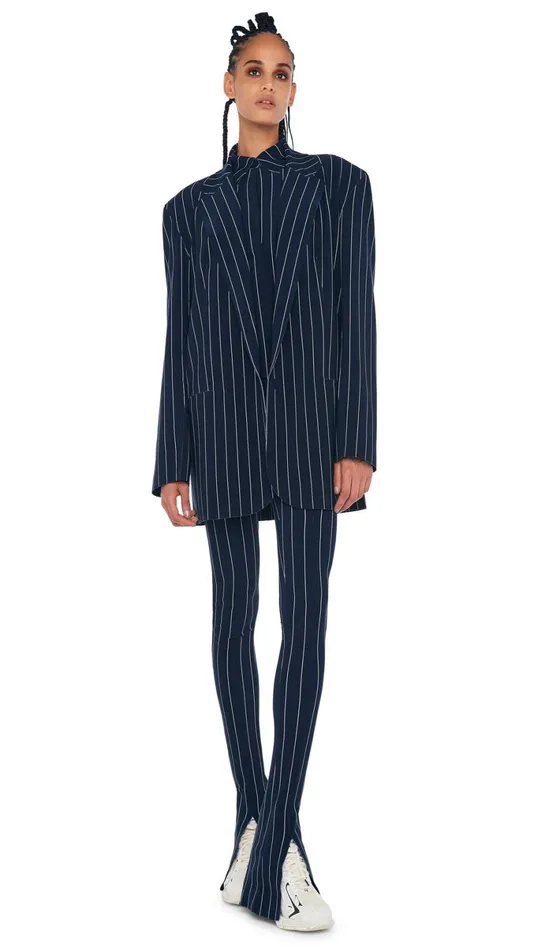 Norma Kamali Bottoms SPAT LEGGING True Navy Pinstripe 8211 Clothing