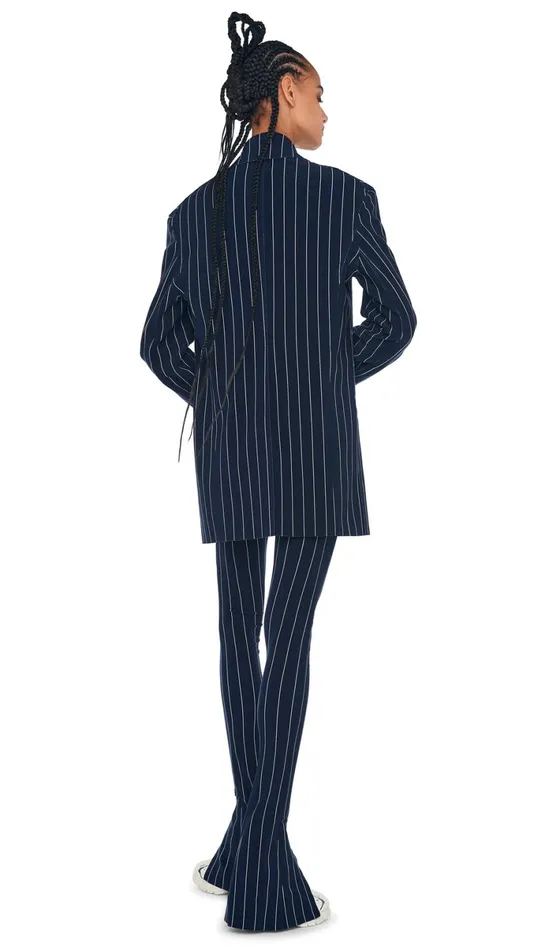 Norma Kamali Bottoms SPAT LEGGING True Navy Pinstripe 8211 Clothing