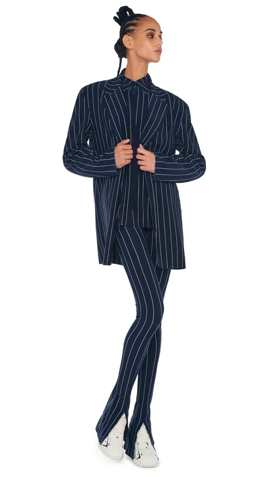 Norma Kamali Bottoms SPAT LEGGING True Navy Pinstripe 8211 Clothing