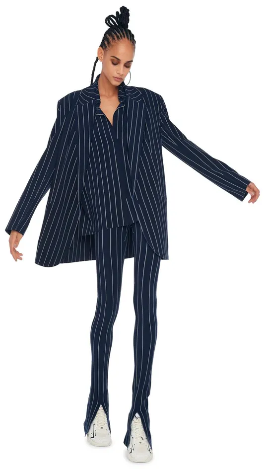 Norma Kamali Bottoms SPAT LEGGING True Navy Pinstripe 8211 Clothing