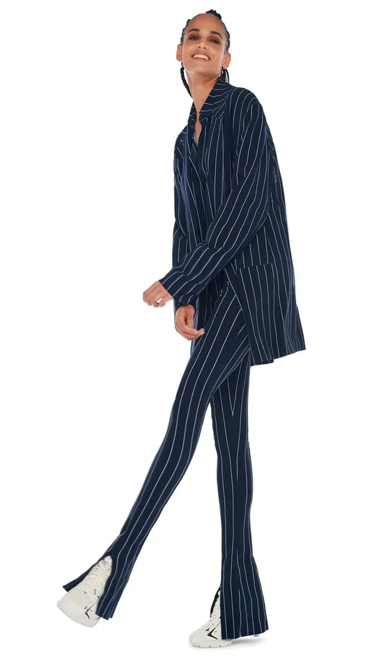 Norma Kamali Bottoms SPAT LEGGING True Navy Pinstripe 8211 Clothing