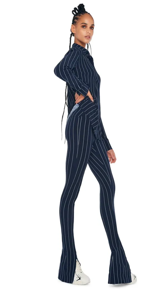 Norma Kamali Bottoms SPAT LEGGING True Navy Pinstripe 8211 Clothing