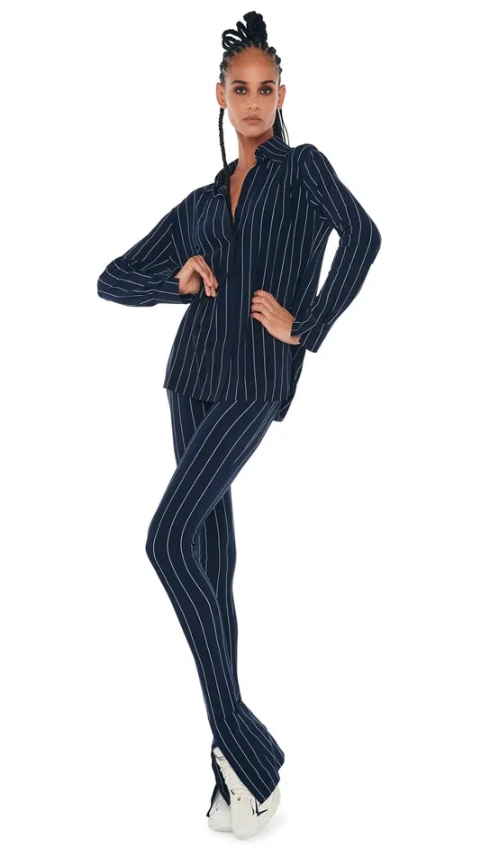 Norma Kamali Bottoms SPAT LEGGING True Navy Pinstripe 8211 Clothing