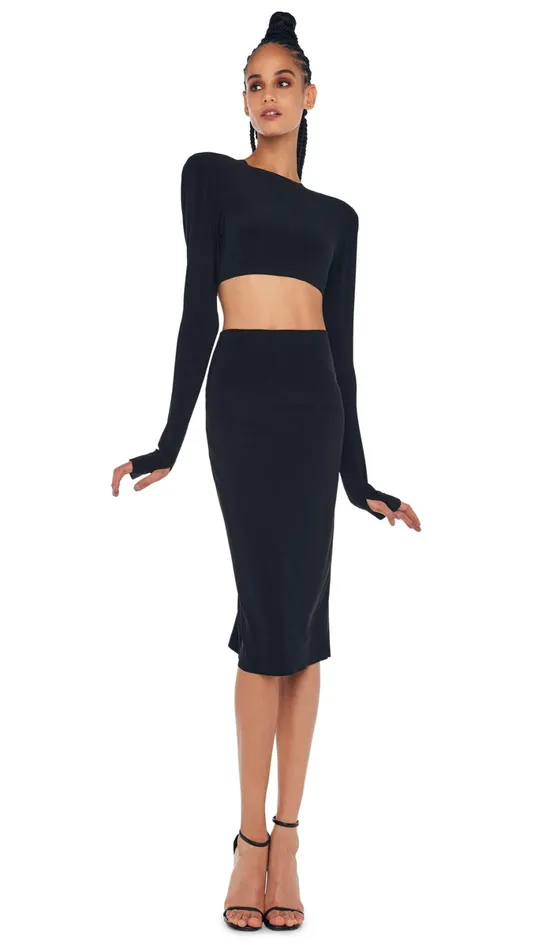 Norma Kamali Bottoms STRAIGHT SKIRT Black 8211 Clothing