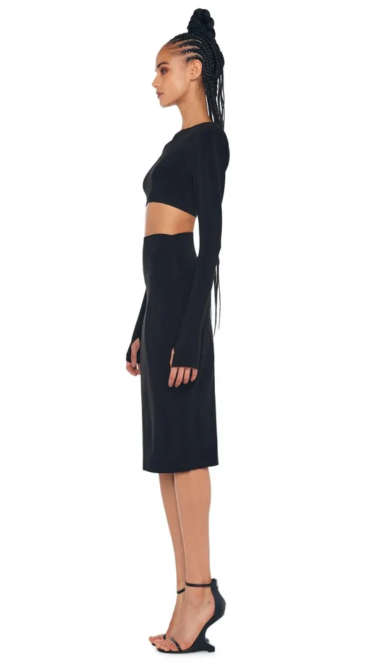 Norma Kamali Bottoms STRAIGHT SKIRT Black 8211 Clothing