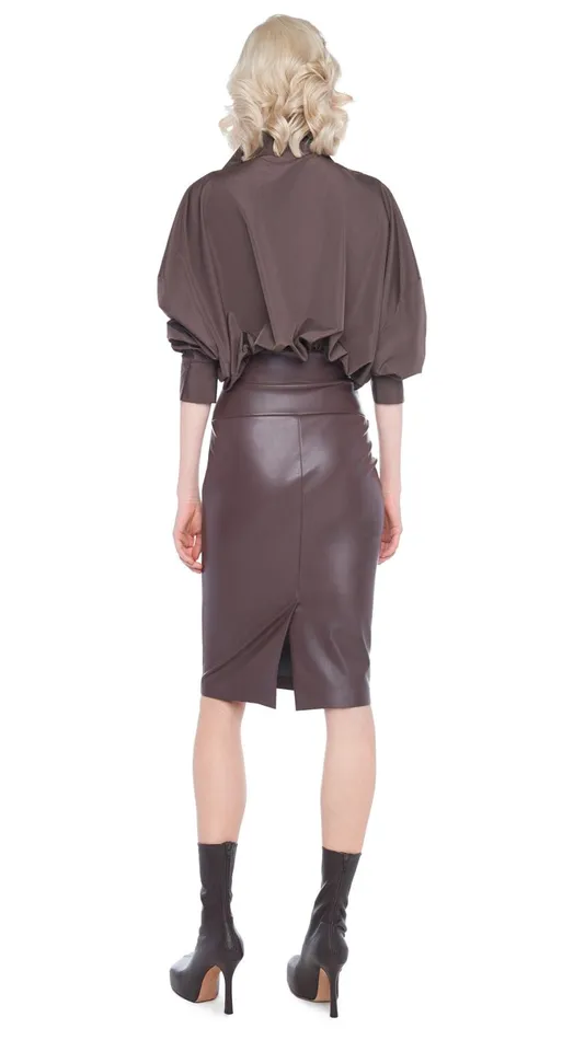 Norma Kamali Bottoms STRAIGHT SKIRT Chocolate 8211 Clothing