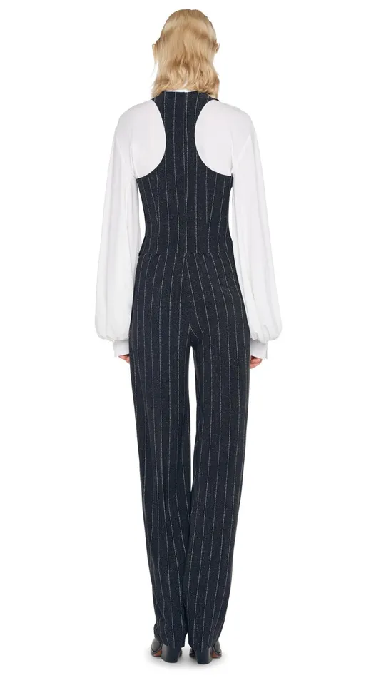 Norma Kamali Bottoms TAPERED PLEATED TROUSER Woven Pinstripe 8211 Clothing