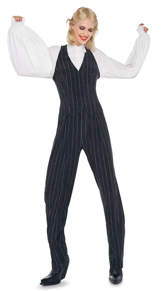 Norma Kamali Bottoms TAPERED PLEATED TROUSER Woven Pinstripe 8211 Clothing